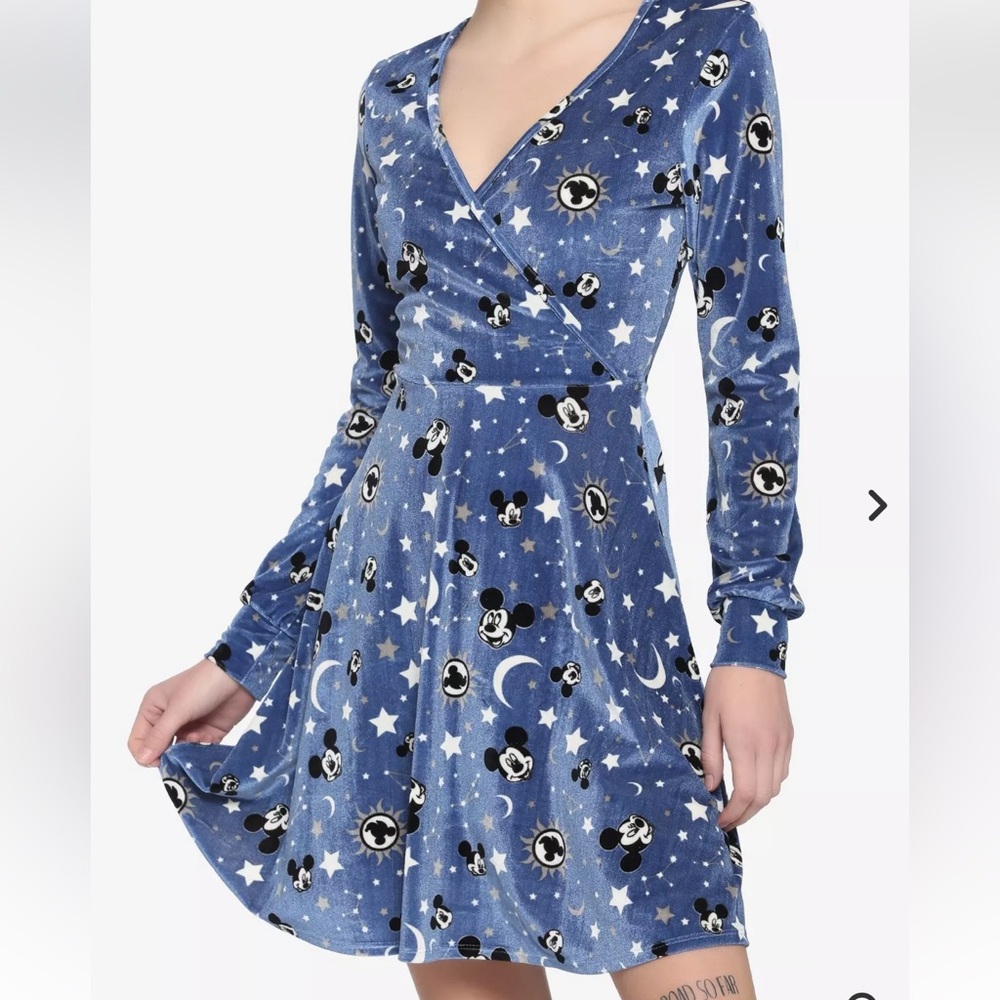 Disney Mickey Mouse Constellation Velvet Long-Sleeve Dress